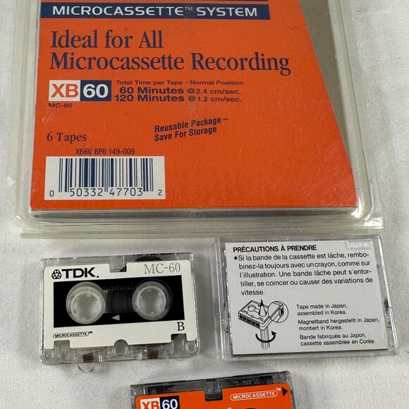 Olympus Pearlcorder S923 Microcassette Recorder & 9 XB-60 & TDK MC-60 Microtapes - Picture 13 of 13